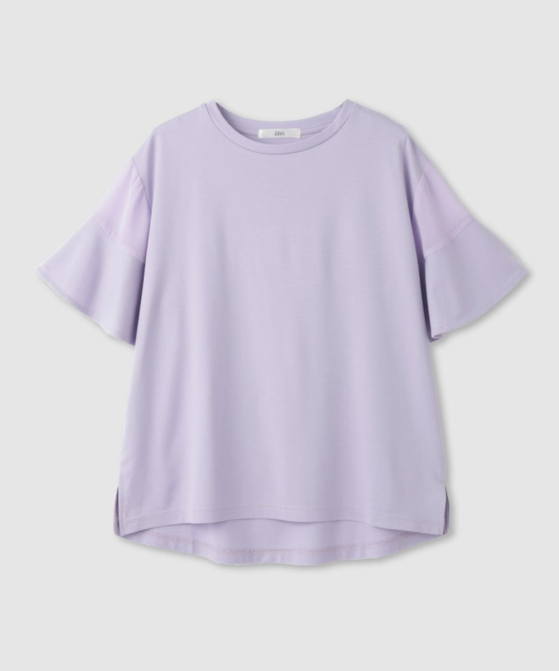 Idnes  異素材ドッキング シアーフレアスリーブ Tシャツ レディース メール便 対応商品商品画像-5