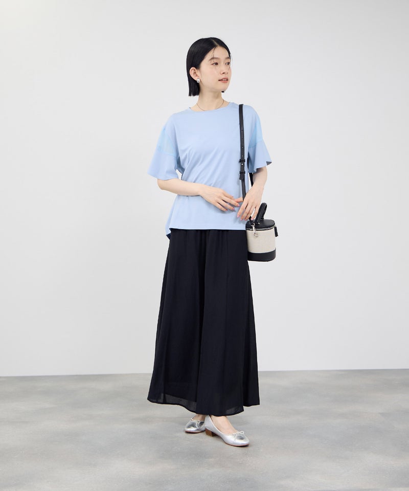 Idnes  異素材ドッキング シアーフレアスリーブ Tシャツ レディース メール便 対応商品商品画像-19