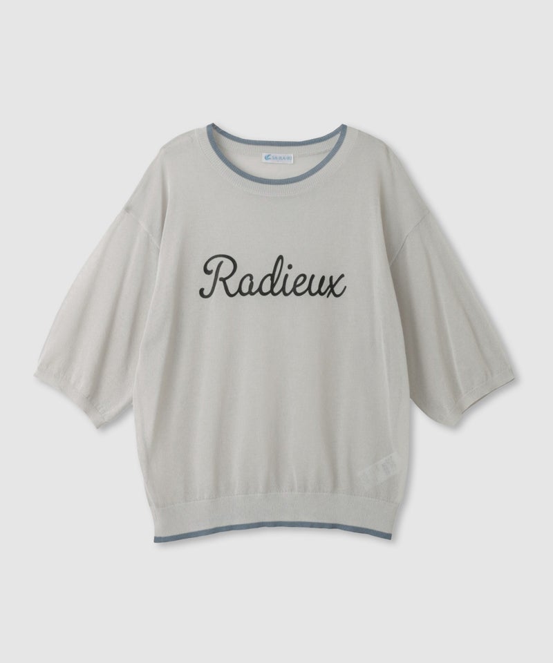 NAVY SARARI ロゴプリント シアーニットプルオーバー 配色ライン レディース商品画像-14