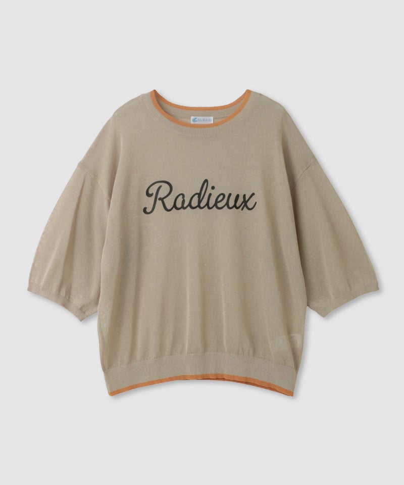 NAVY  SARARI ロゴプリント シアーニットプルオーバー 配色ライン レディース商品画像-16