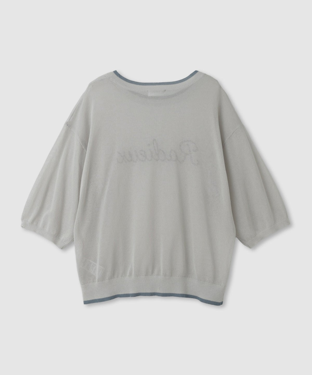 NAVY SARARI ロゴプリント シアーニットプルオーバー 配色ライン レディース