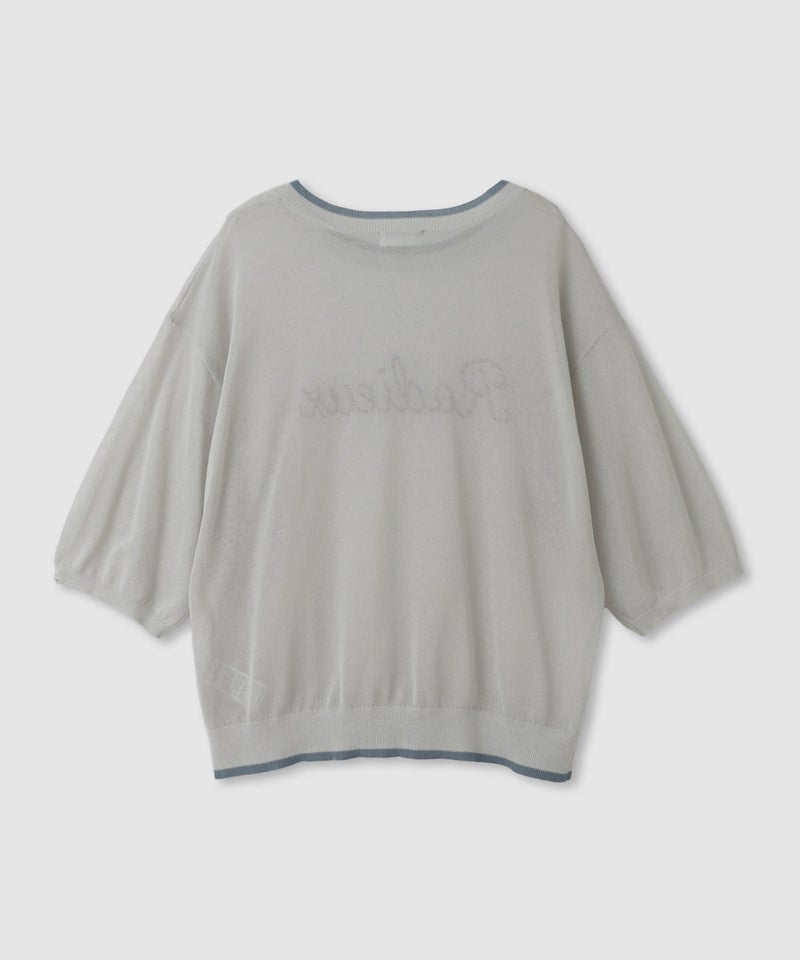 NAVY  SARARI ロゴプリント シアーニットプルオーバー 配色ライン レディース商品画像-17