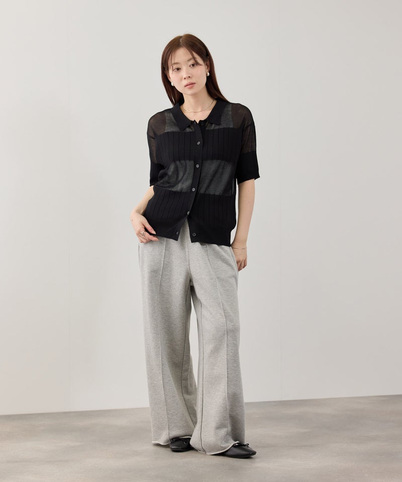 NAVY  SARARI 襟付きシアーカーディガン レディース商品画像-6