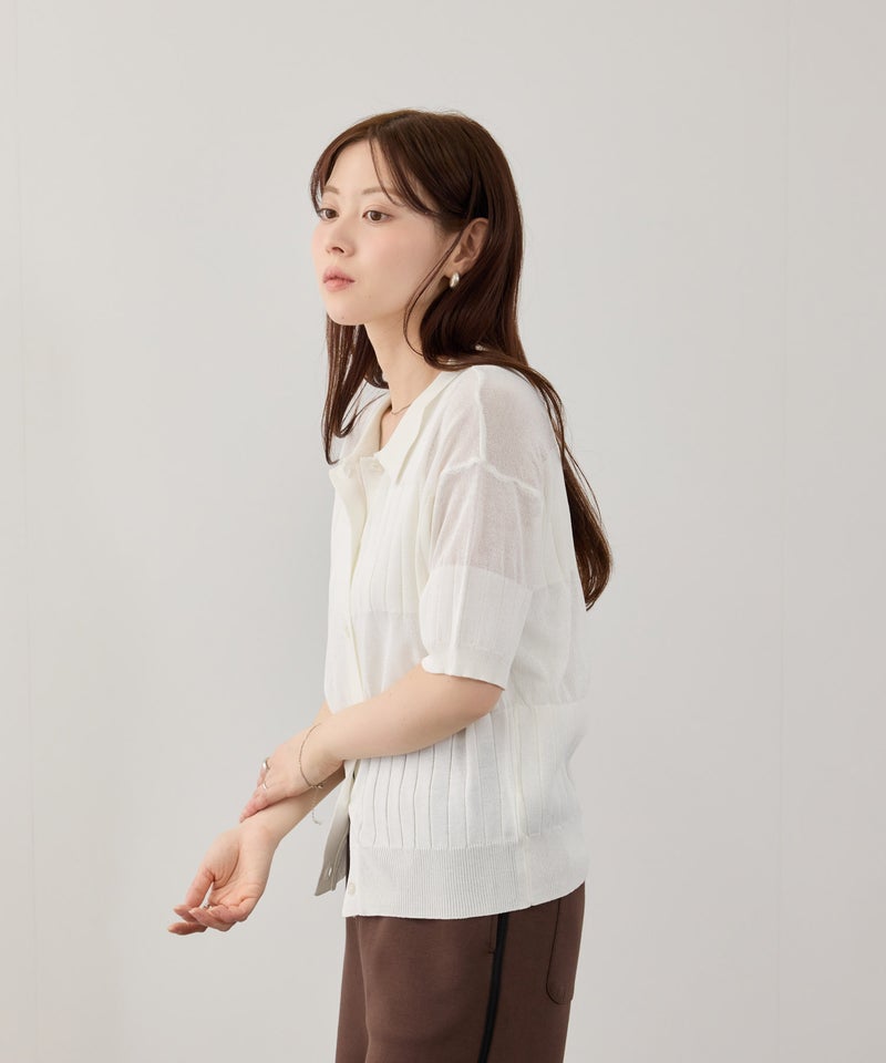 NAVY SARARI 襟付きシアーカーディガン レディース商品画像-8