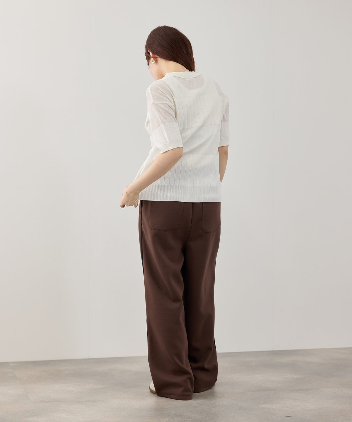 NAVY SARARI 襟付きシアーカーディガン レディース