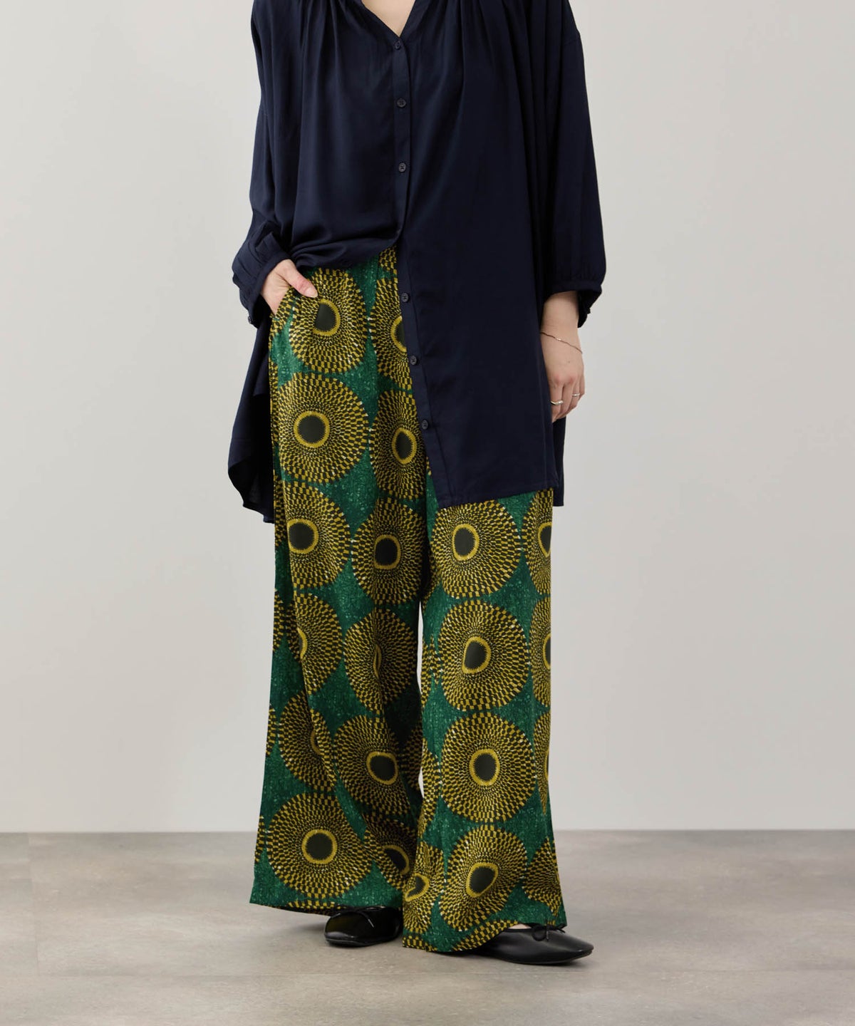 Free Nature インドファブリック レーヨンワイドパンツ レディース