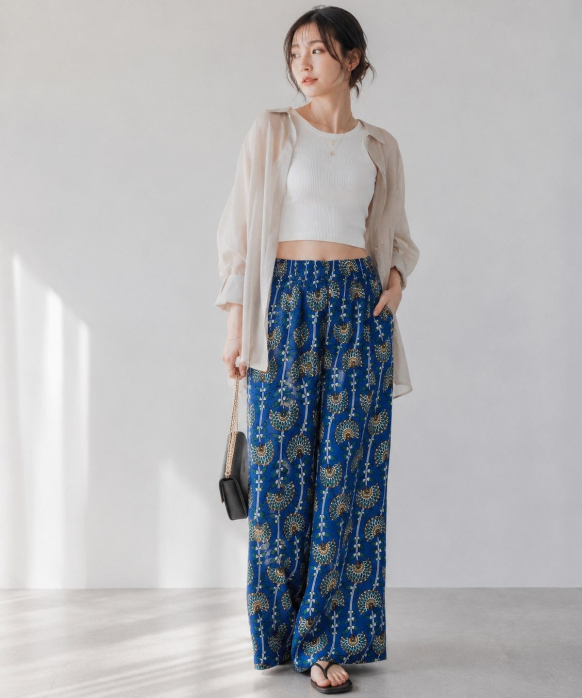 Free Nature インドファブリック レーヨンワイドパンツ レディース