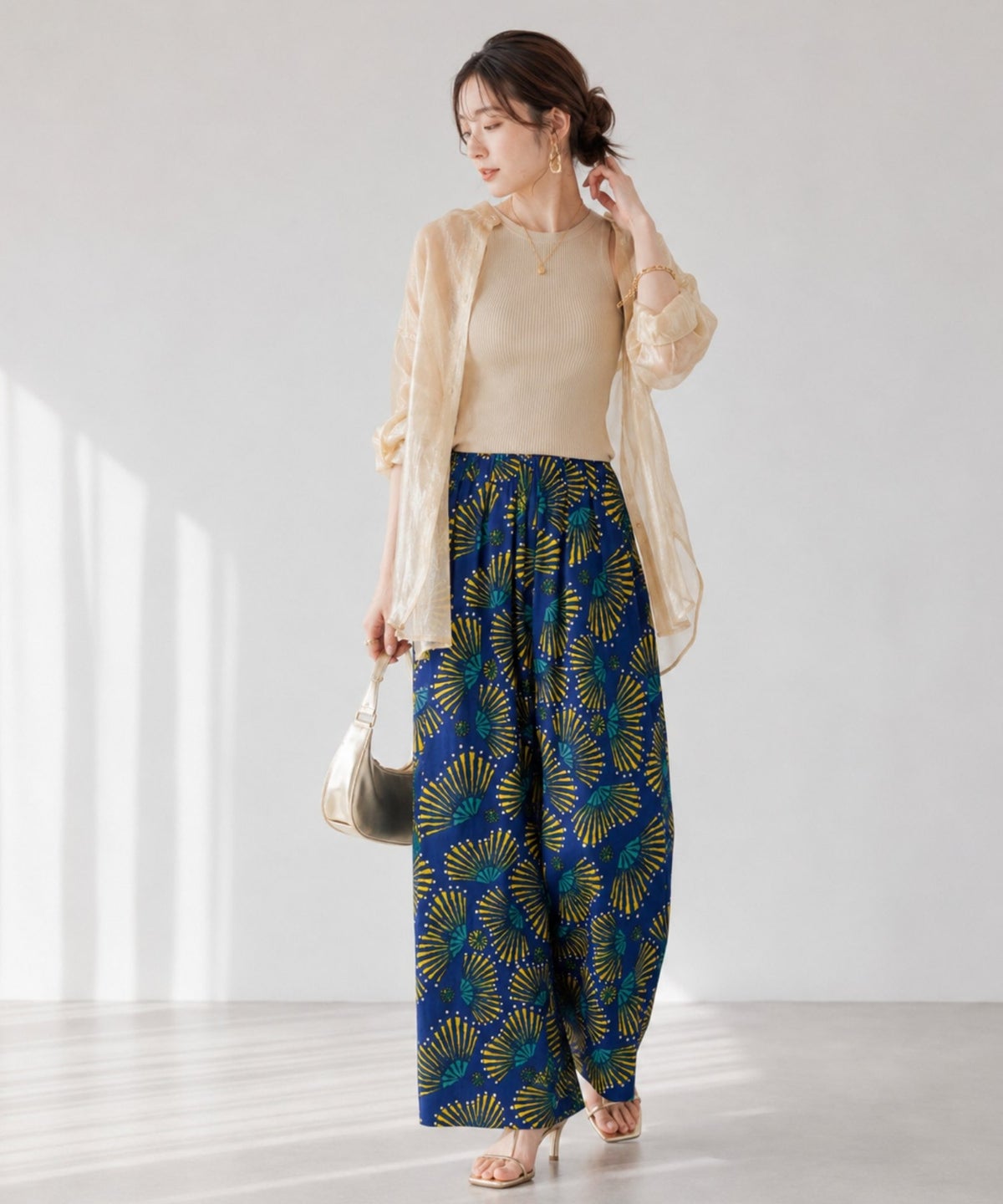 Free Nature インドファブリック レーヨンワイドパンツ レディース