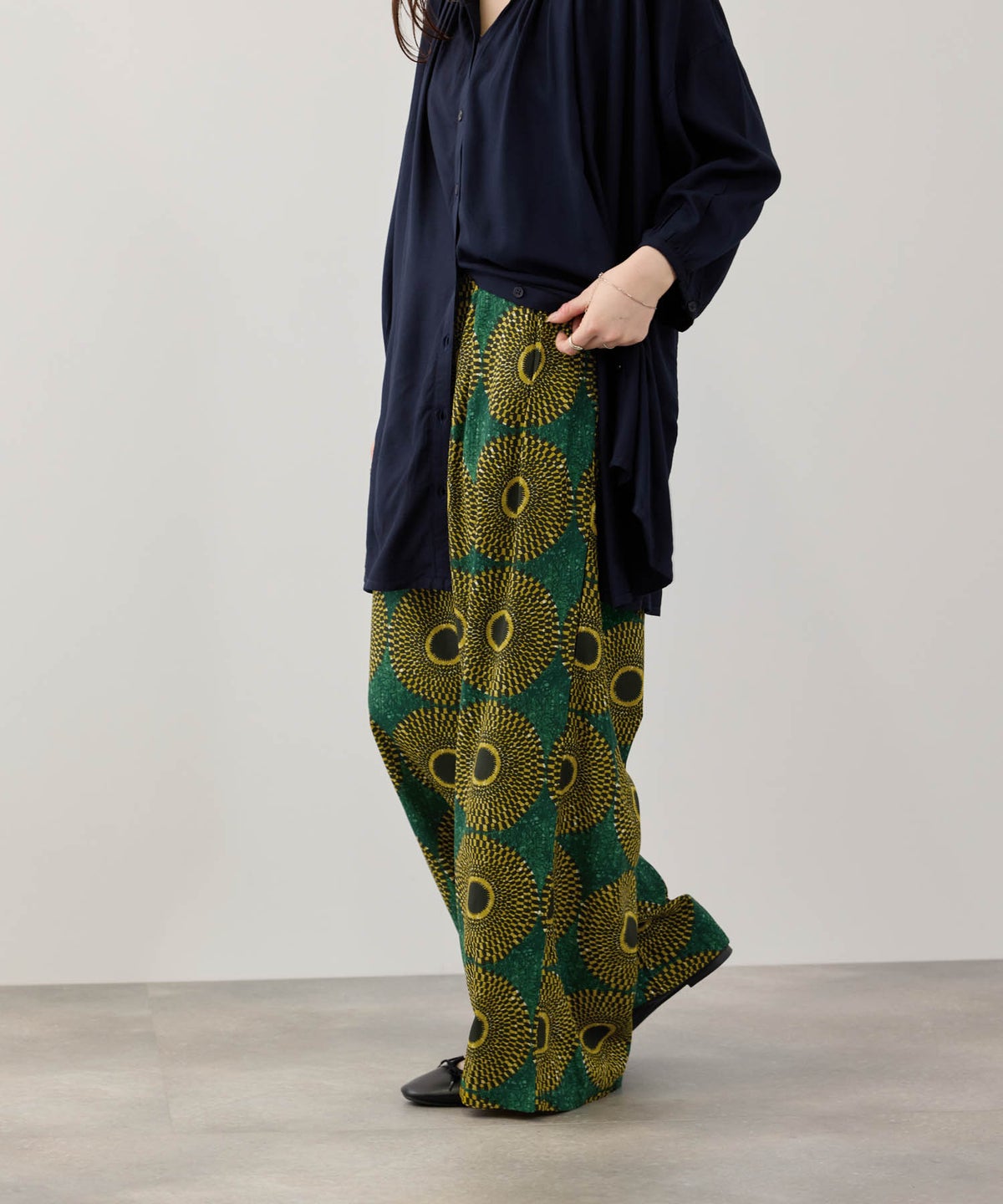 Free Nature インドファブリック レーヨンワイドパンツ レディース