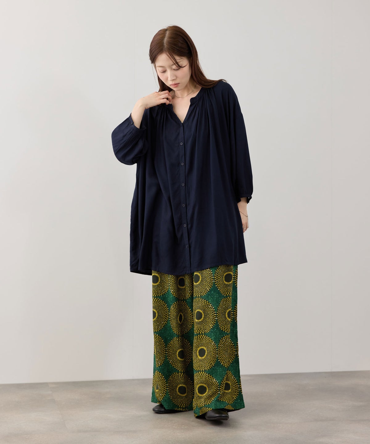 Free Nature インドファブリック レーヨンワイドパンツ レディース