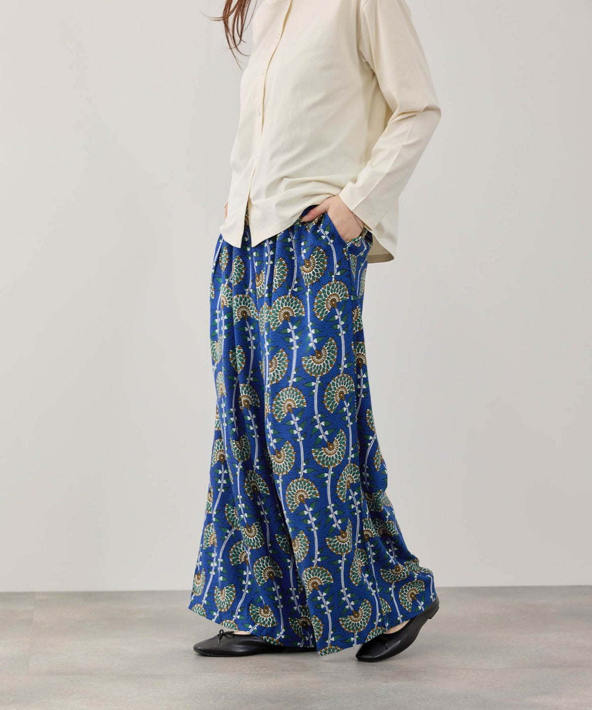 Free Nature インドファブリック レーヨンワイドパンツ レディース