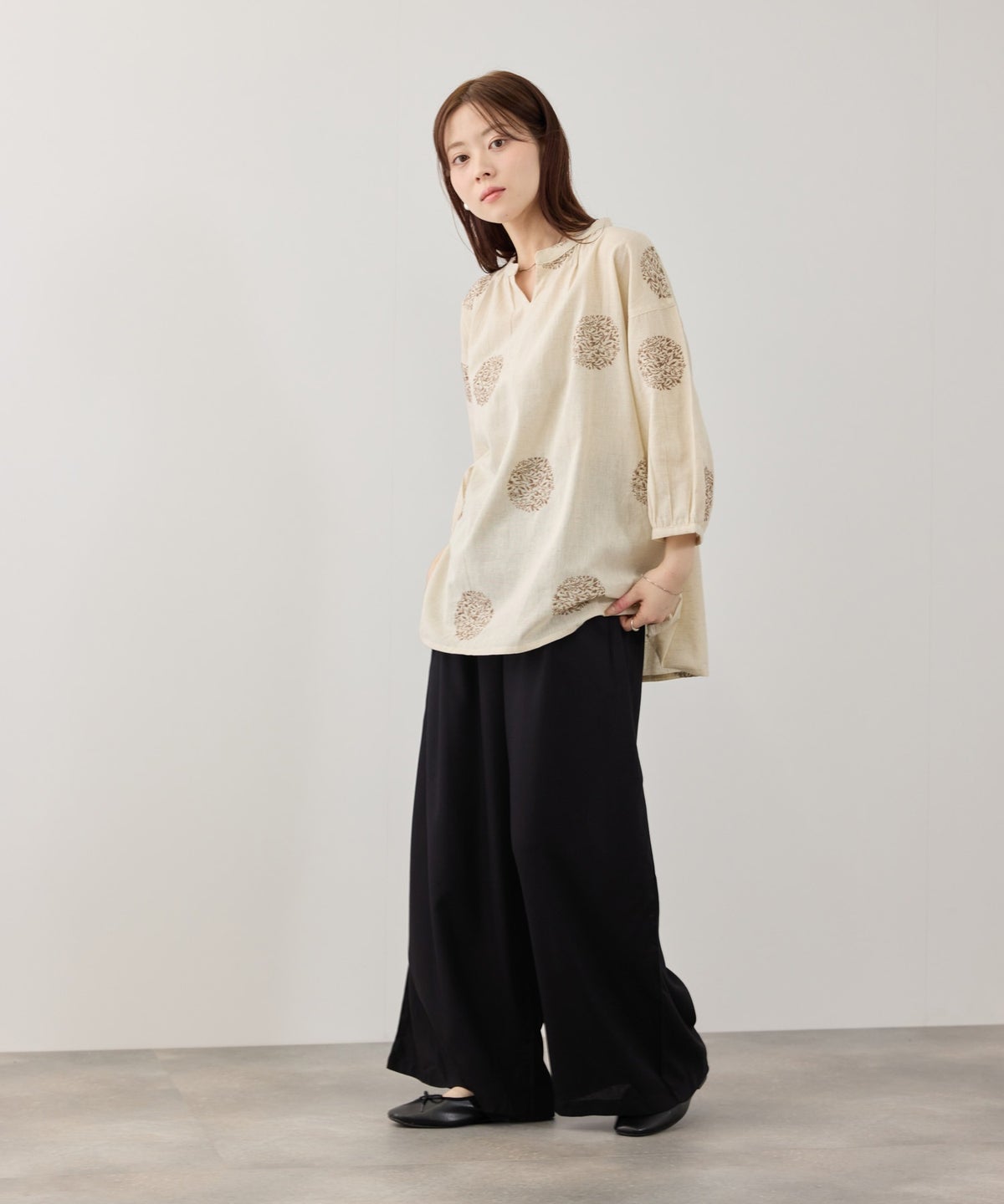 Free Nature インドファブリック レーヨンワイドパンツ レディース