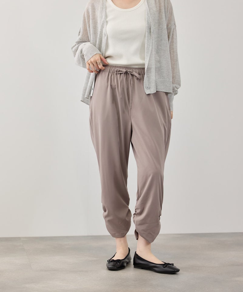 ストレッチ裾シャーリングクロップドパンツ レディース商品画像-5