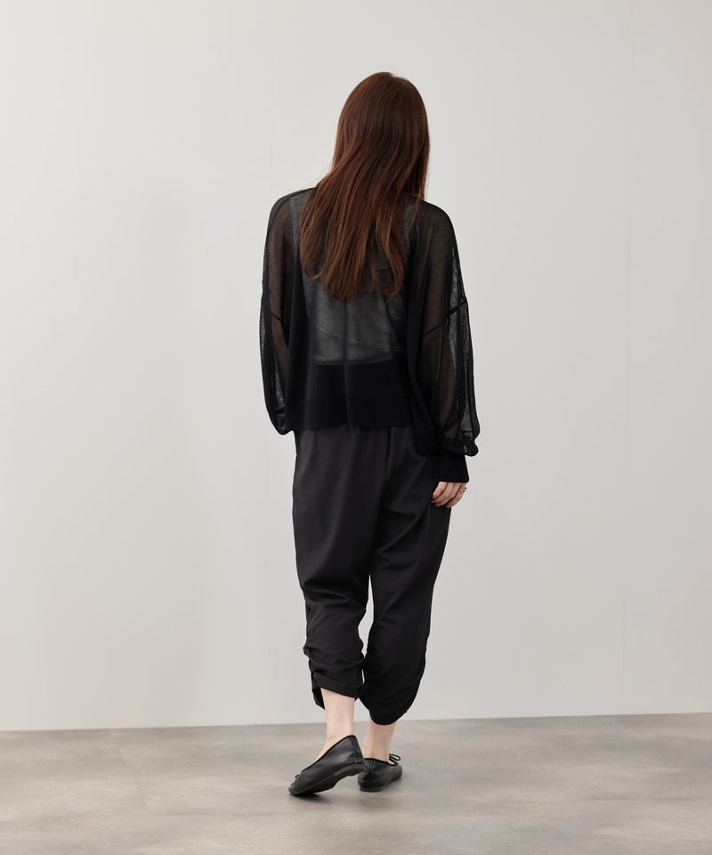 ストレッチ裾シャーリングクロップドパンツ レディース商品画像-12