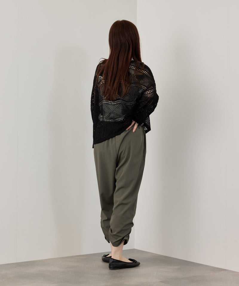 ストレッチ裾シャーリングクロップドパンツ レディース商品画像-18