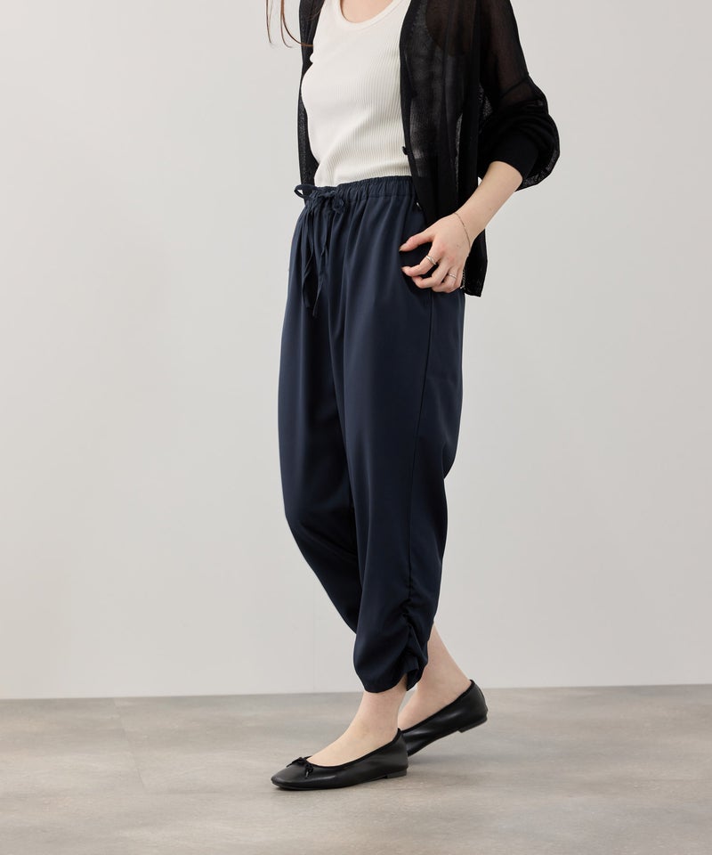 ストレッチ裾シャーリングクロップドパンツ レディース商品画像-20