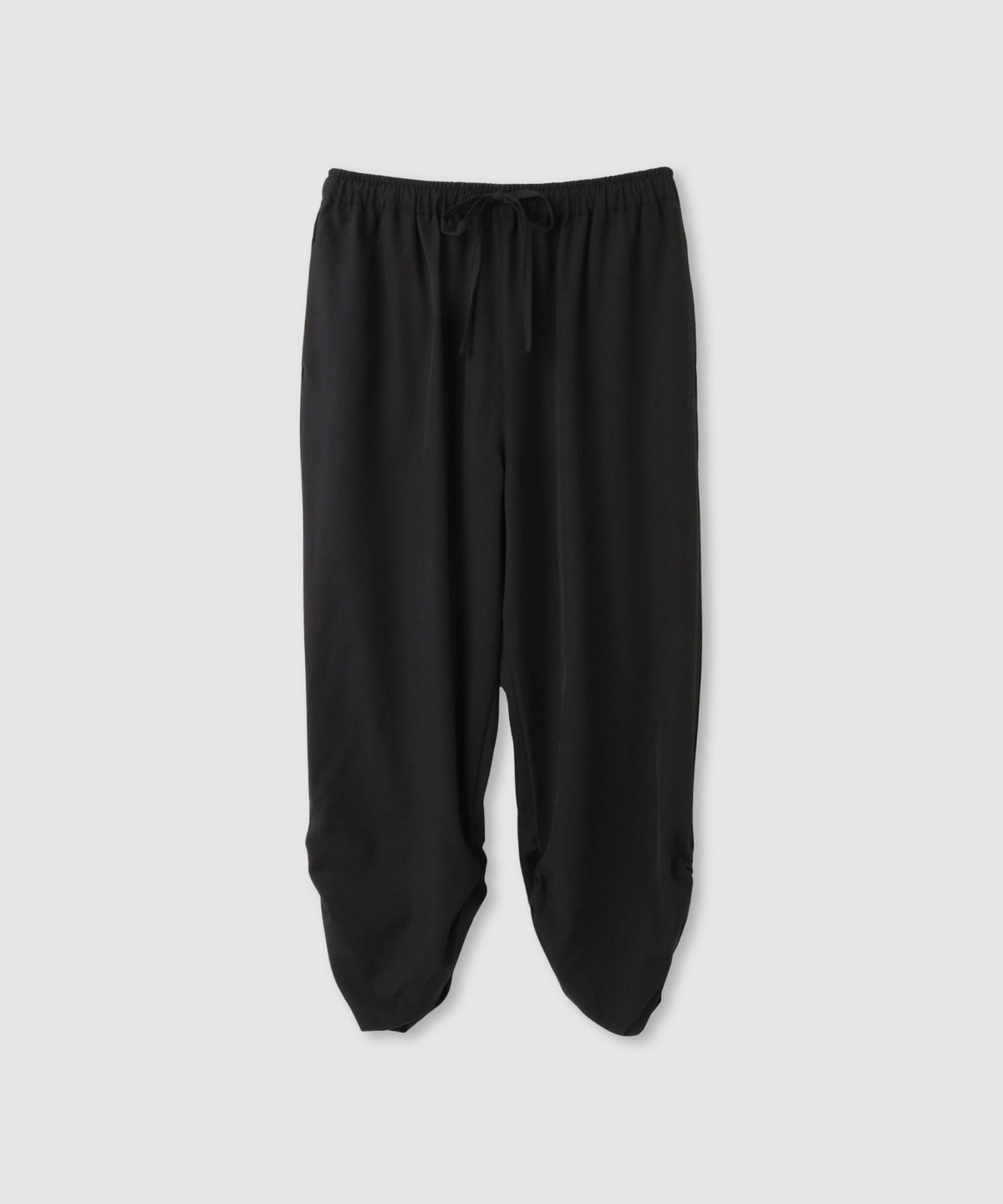 ストレッチ裾シャーリングクロップドパンツ レディース