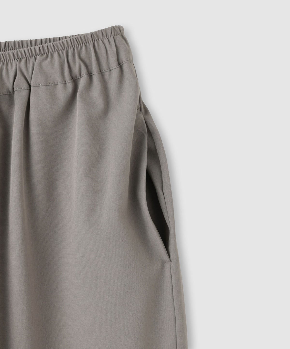 ストレッチ裾シャーリングクロップドパンツ レディース