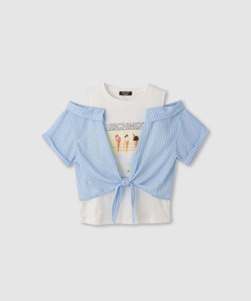 RICH MIX シアー前結びドッキングシャツ キッズ メール便 対応商品商品画像-2
