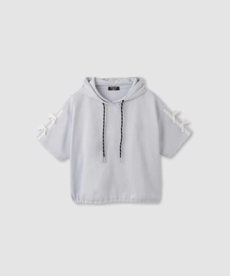 RICH MIX  裾ドロスト クロップド半袖パーカー ライン キッズ商品画像-1