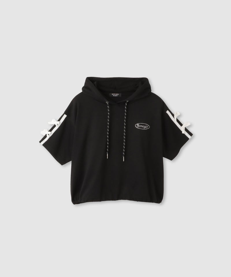 RICH MIX 裾ドロスト クロップド半袖パーカー ライン キッズ商品画像-2