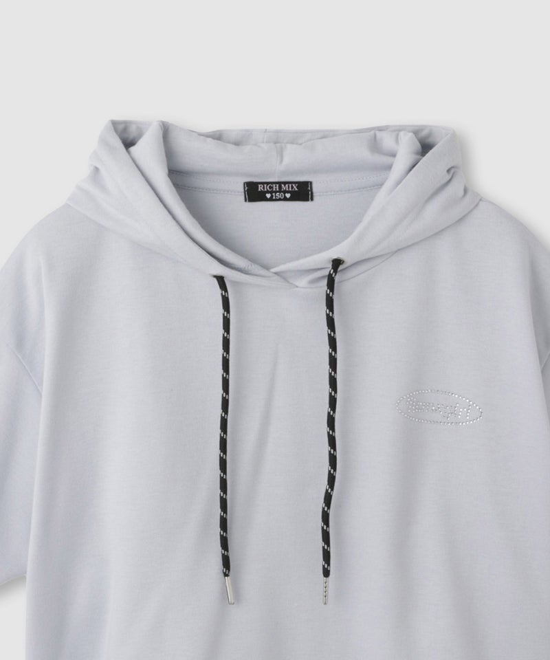 RICH MIX  裾ドロスト クロップド半袖パーカー ライン キッズ商品画像-4