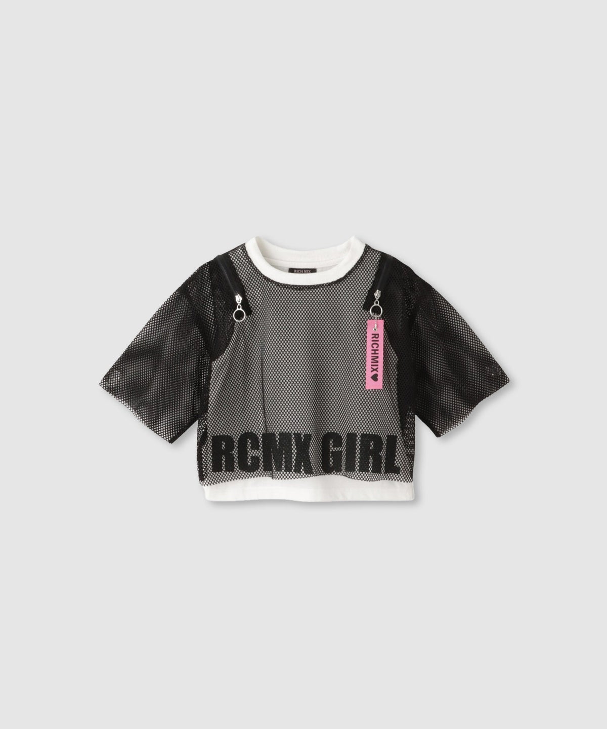 RICH MIX 肩ジップ メッシュドッキング半袖Tシャツ キッズ メール便 対応商品