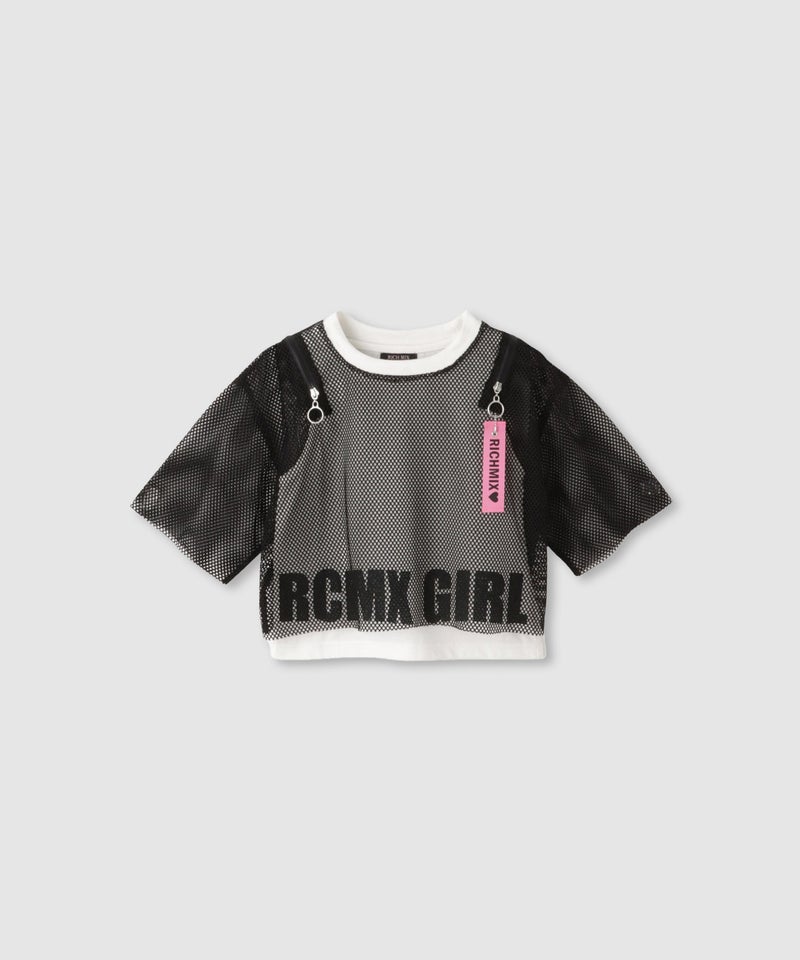 RICH MIX 肩ジップ メッシュドッキング半袖Tシャツ キッズ メール便 対応商品商品画像-1