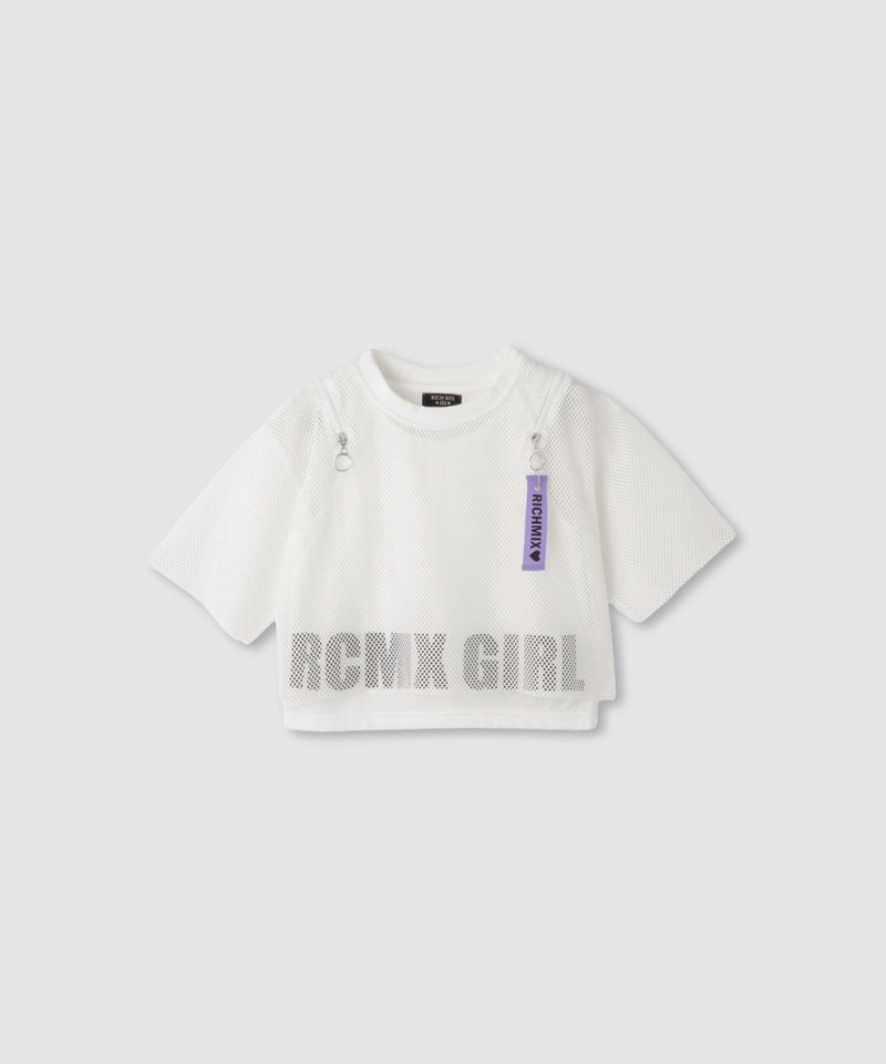 RICH MIX 肩ジップ メッシュドッキング半袖Tシャツ キッズ メール便 対応商品商品画像-2