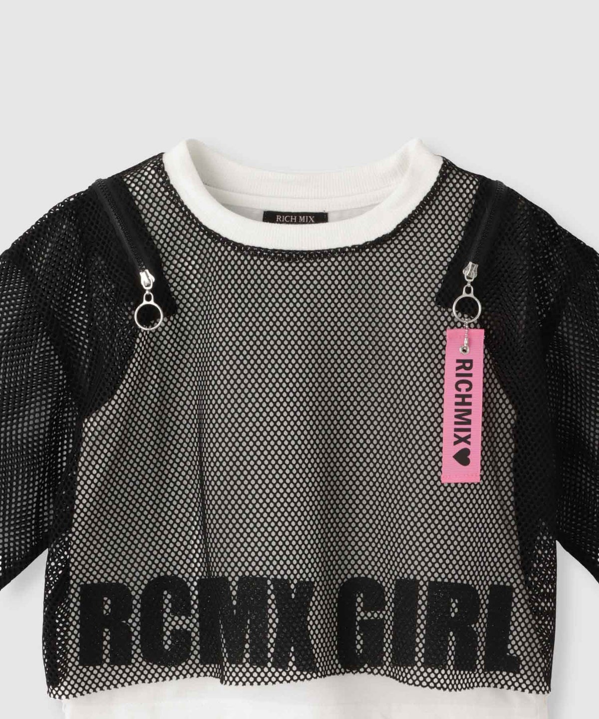 RICH MIX 肩ジップ メッシュドッキング半袖Tシャツ キッズ メール便 対応商品