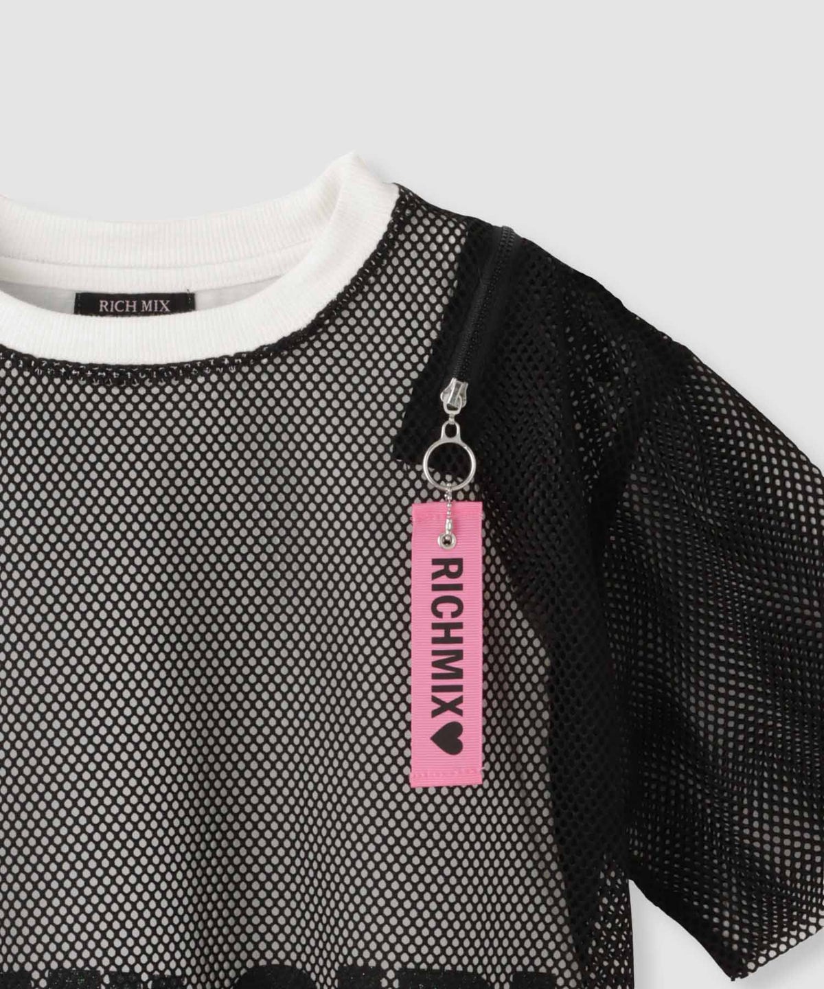 RICH MIX 肩ジップ メッシュドッキング半袖Tシャツ キッズ メール便 対応商品