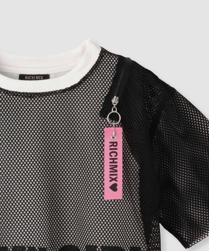 RICH MIX 肩ジップ メッシュドッキング半袖Tシャツ キッズ メール便 対応商品商品画像-6