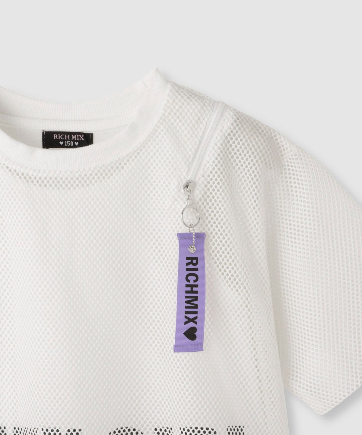 RICH MIX 肩ジップ メッシュドッキング半袖Tシャツ キッズ メール便 対応商品