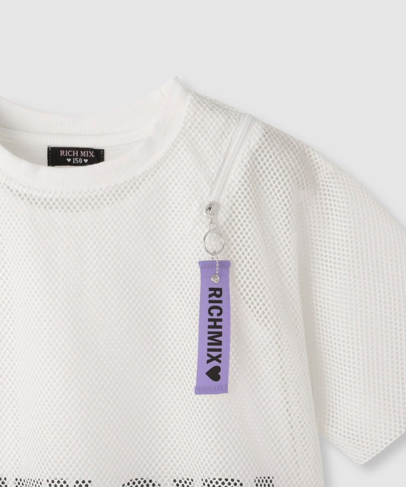 RICH MIX 肩ジップ メッシュドッキング半袖Tシャツ キッズ メール便 対応商品商品画像-7