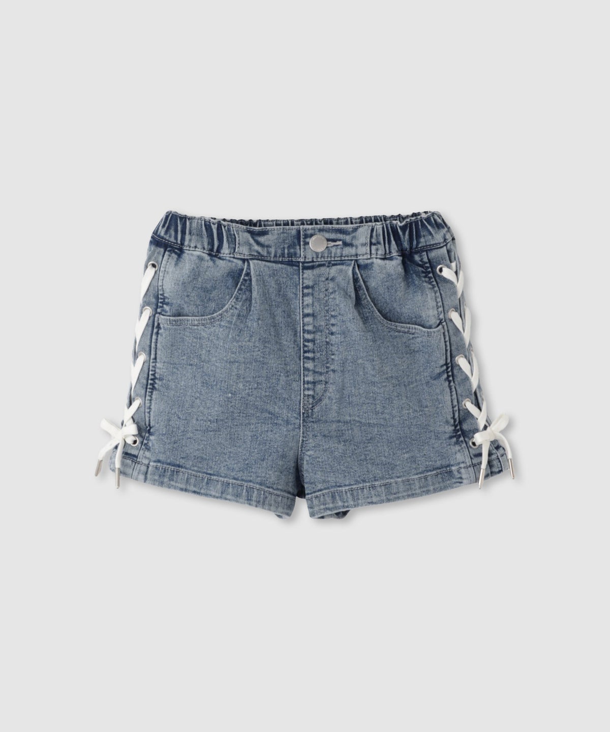 Simplify デニムショートパンツ サイドレースアップ キッズ