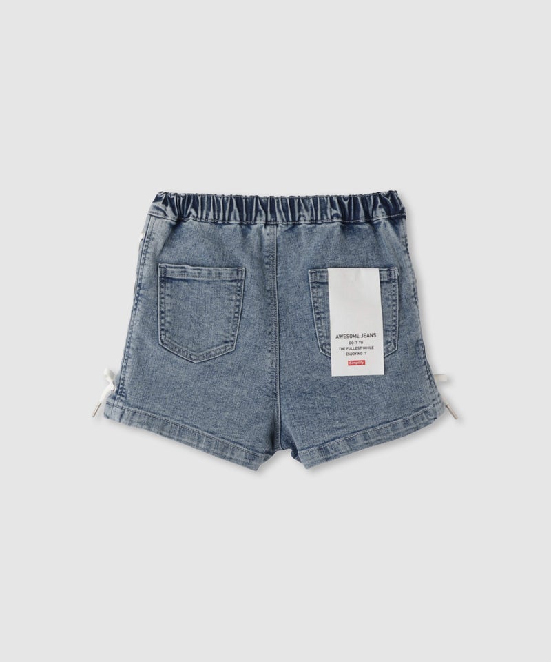 Simplify  デニムショートパンツ サイドレースアップ キッズ商品画像-3