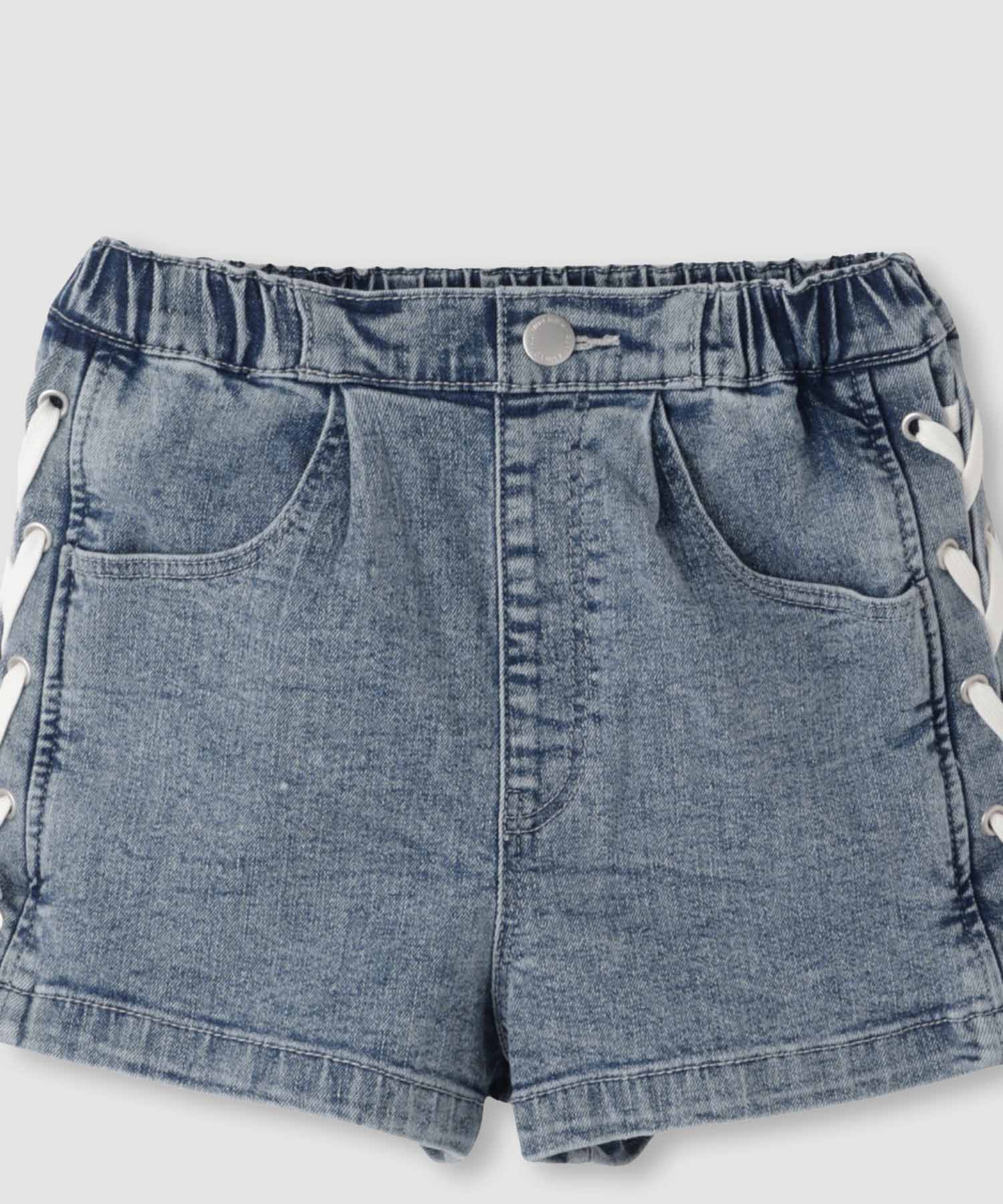 Simplify デニムショートパンツ サイドレースアップ キッズ