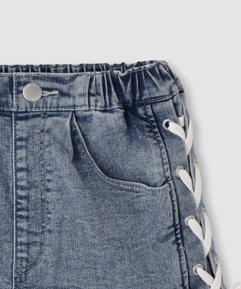 Simplify  デニムショートパンツ サイドレースアップ キッズ商品画像-5