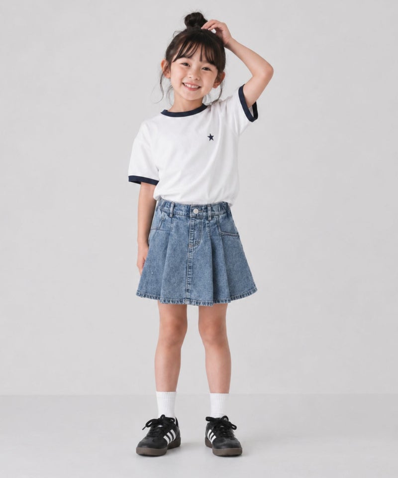 Simplify デニムプリーツキュロット キッズ商品画像-2