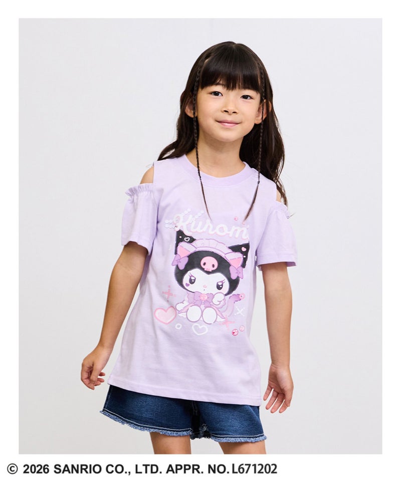 サンリオキャラクターズ クロミ キャラクタープリント肩開きTシャツ キッズ メール便 対応商品商品画像-1