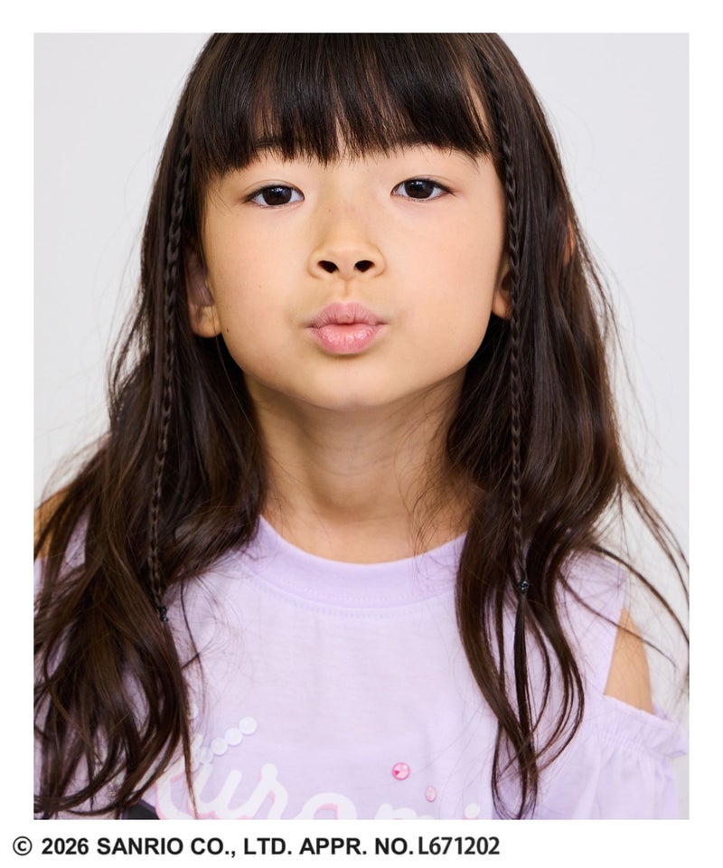 サンリオキャラクターズ クロミ キャラクタープリント肩開きTシャツ キッズ メール便 対応商品商品画像-9