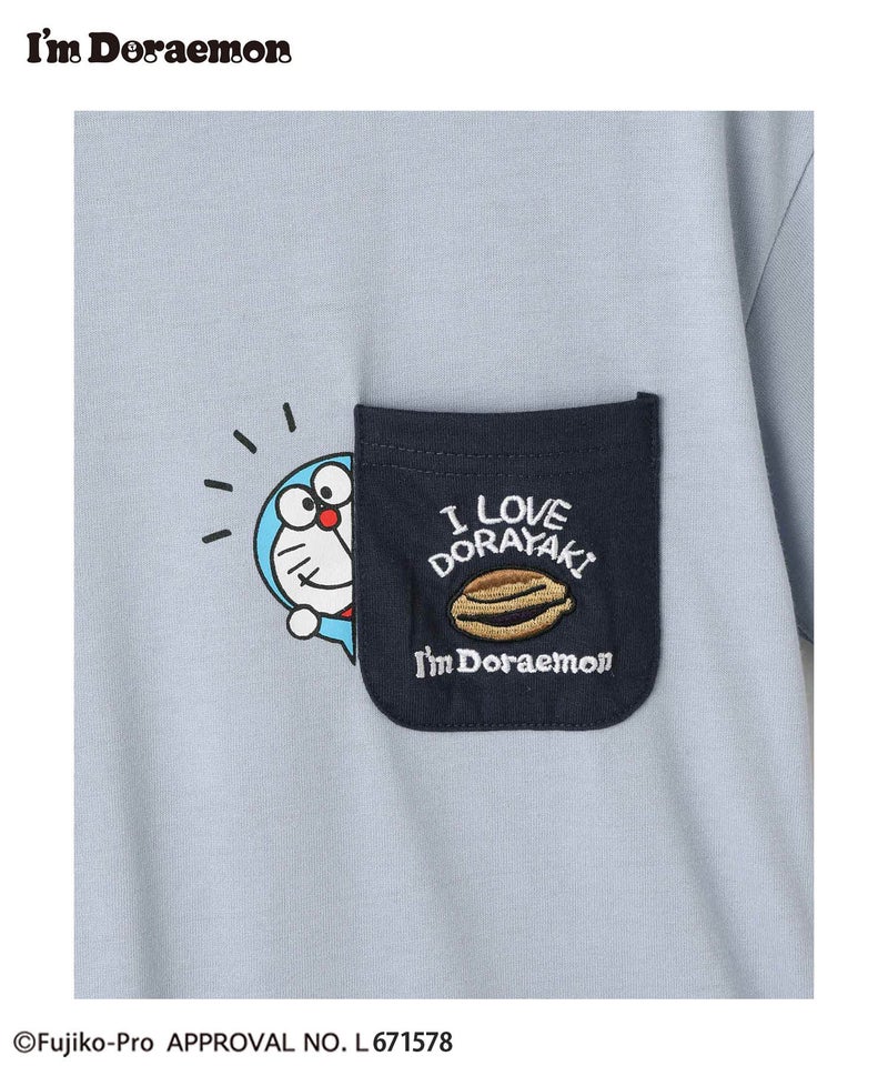 I'ｍ Doraemon  どら焼きプリント ポケット付きクルーネック半袖Tシャツ キッズ メール便 対応商品商品画像-7