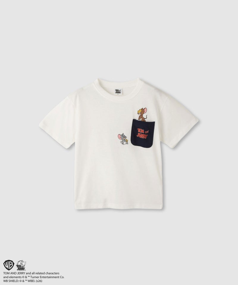 Tom and Jerry ポケット付き キャラクタープリント半袖Tシャツ キッズ メール便 対応商品商品画像-1