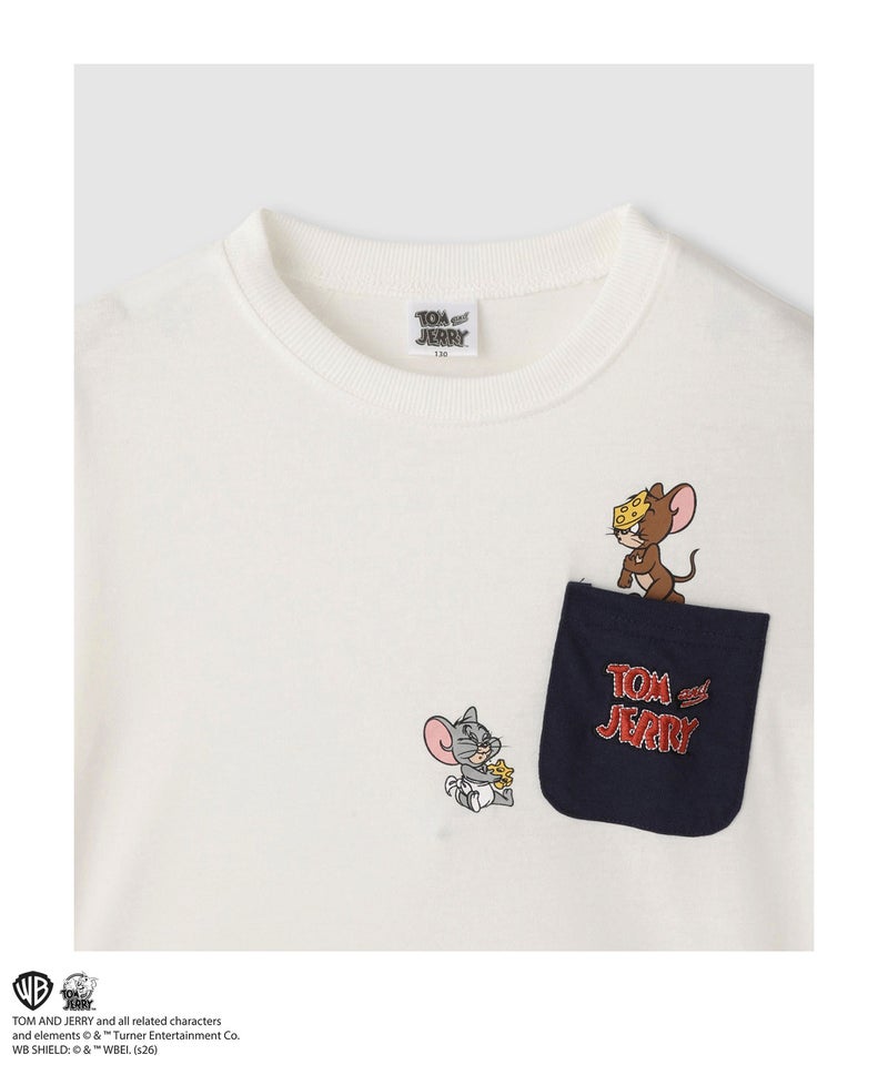 Tom and Jerry ポケット付き キャラクタープリント半袖Tシャツ キッズ メール便 対応商品商品画像-3