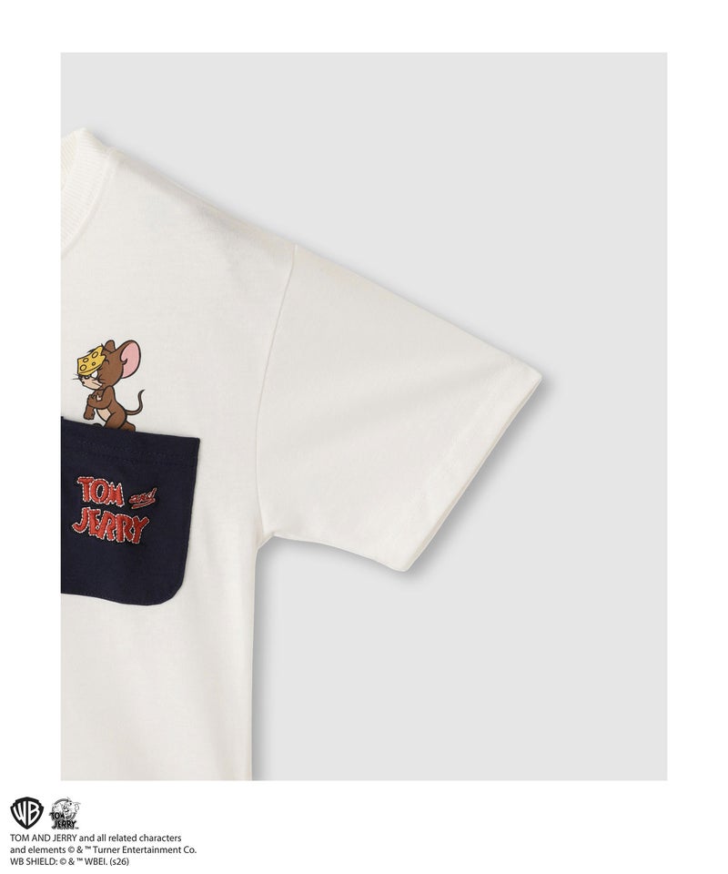 Tom and Jerry ポケット付き キャラクタープリント半袖Tシャツ キッズ メール便 対応商品商品画像-4