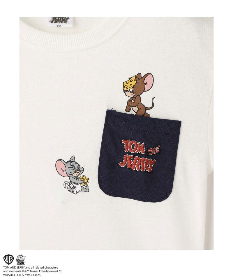 Tom and Jerry ポケット付き キャラクタープリント半袖Tシャツ キッズ メール便 対応商品商品画像-7