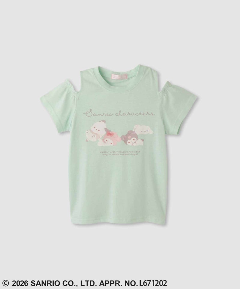 サンリオキャラクターズ プリント肩開きTシャツ キッズ メール便 対応商品商品画像-2