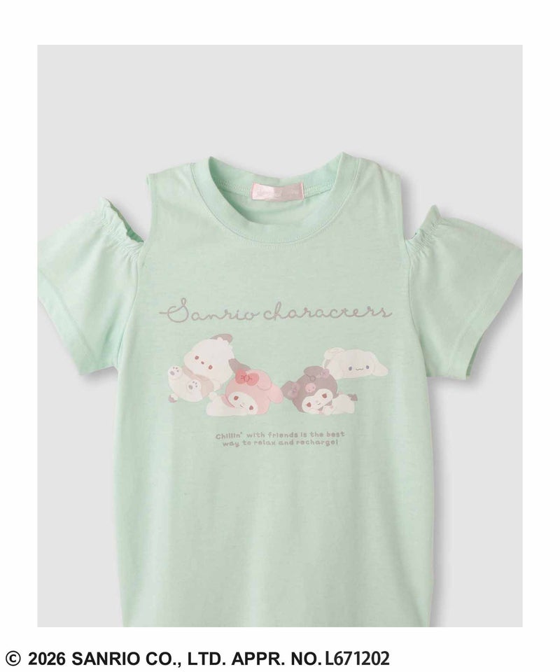 サンリオキャラクターズ プリント肩開きTシャツ キッズ メール便 対応商品商品画像-4