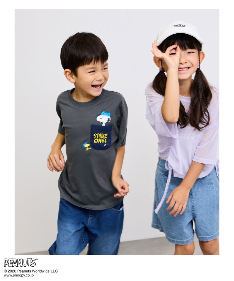 PEANUTS SNOOPY ポケット付きTシャツ キッズ メール便 対応商品商品画像-9