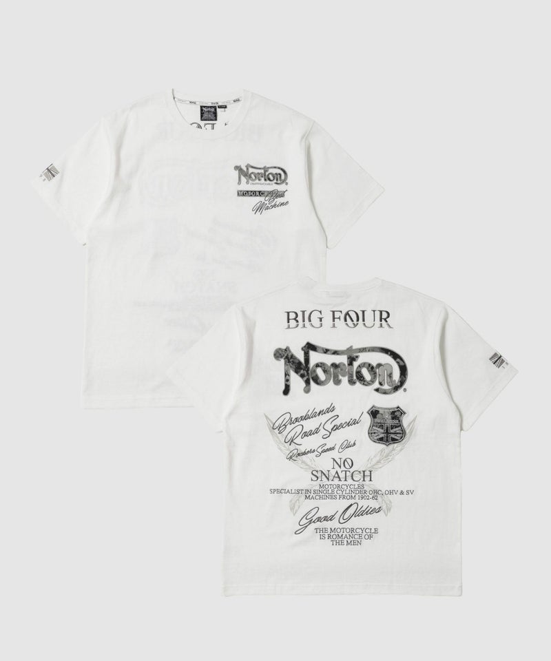 Norton ボタニカル柄ロゴ刺繍 クルーネック半袖Tシャツ メンズ メール便 対応商品商品画像-1
